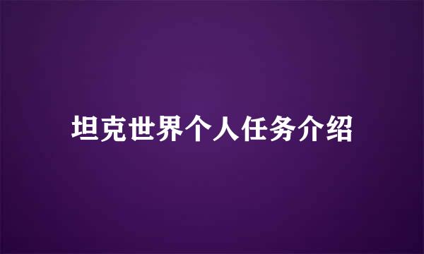 坦克世界个人任务介绍