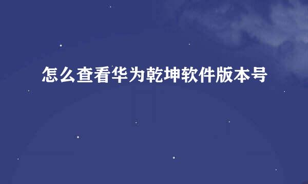 怎么查看华为乾坤软件版本号