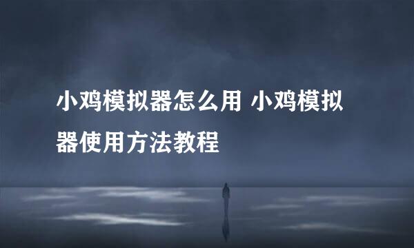 小鸡模拟器怎么用 小鸡模拟器使用方法教程