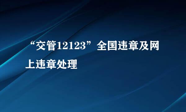 “交管12123”全国违章及网上违章处理