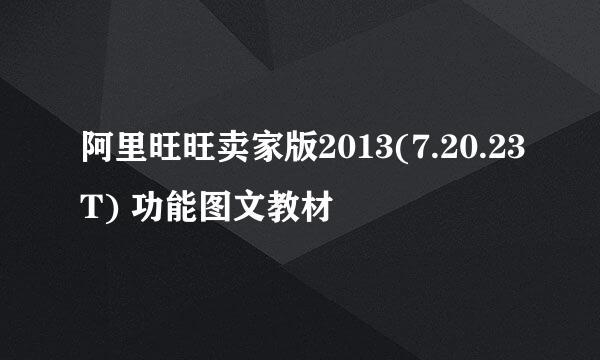 阿里旺旺卖家版2013(7.20.23T) 功能图文教材