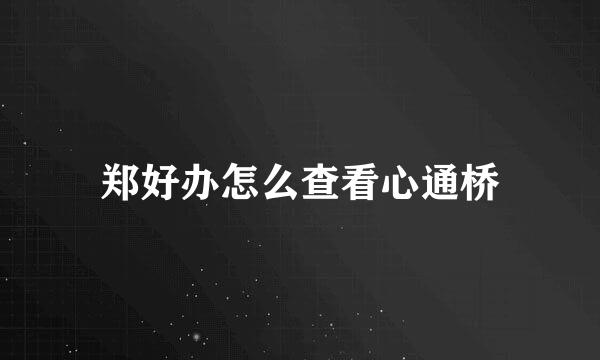 郑好办怎么查看心通桥