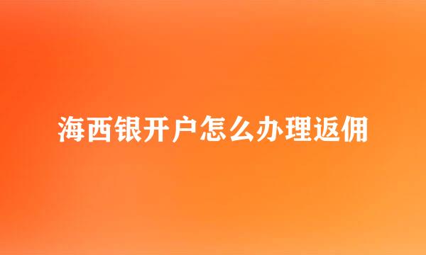 海西银开户怎么办理返佣
