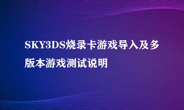 SKY3DS烧录卡游戏导入及多版本游戏测试说明