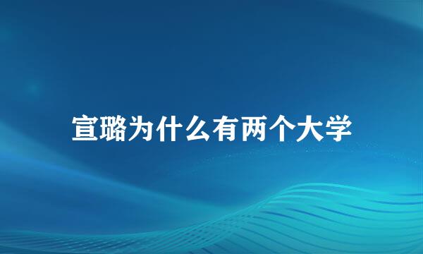宣璐为什么有两个大学