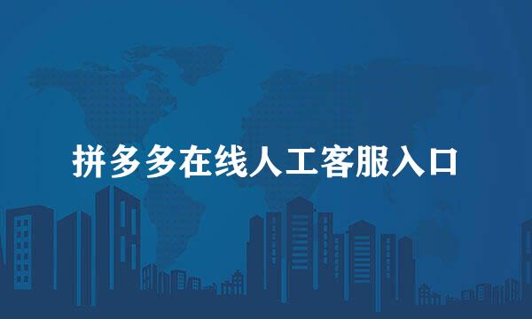拼多多在线人工客服入口