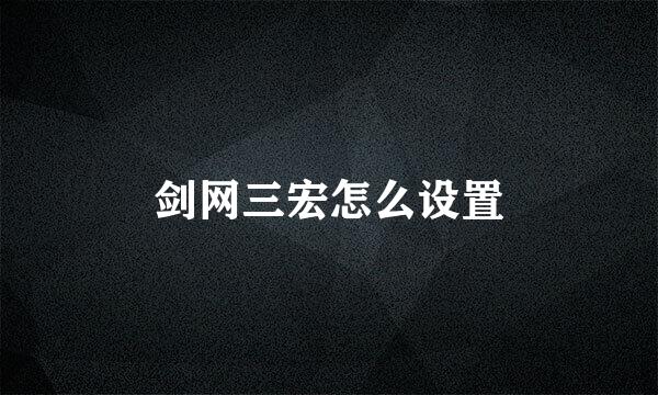 剑网三宏怎么设置