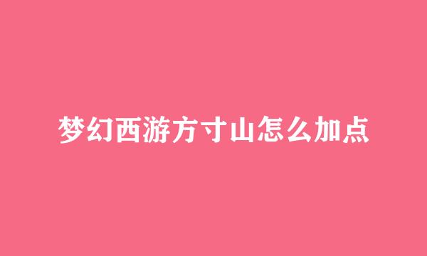 梦幻西游方寸山怎么加点