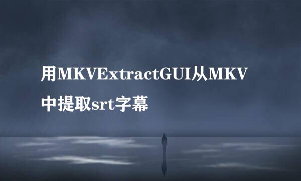 用MKVExtractGUI从MKV中提取srt字幕