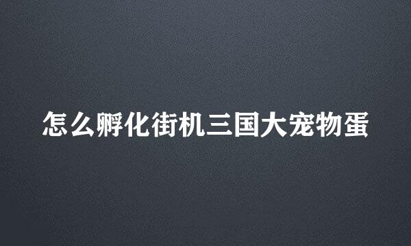 怎么孵化街机三国大宠物蛋