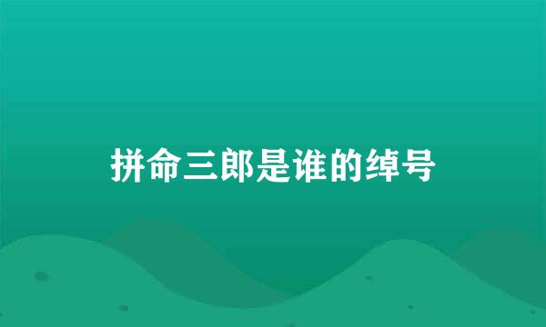 拼命三郎是谁的绰号