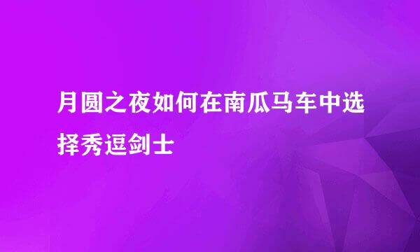 月圆之夜如何在南瓜马车中选择秀逗剑士
