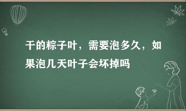 干的粽子叶，需要泡多久，如果泡几天叶子会坏掉吗