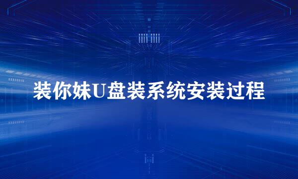 装你妹U盘装系统安装过程