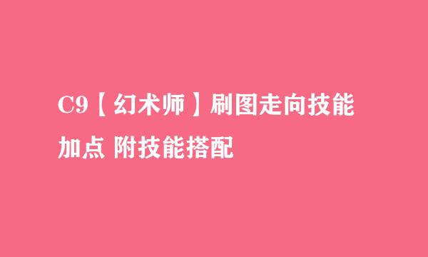 C9【幻术师】刷图走向技能加点 附技能搭配