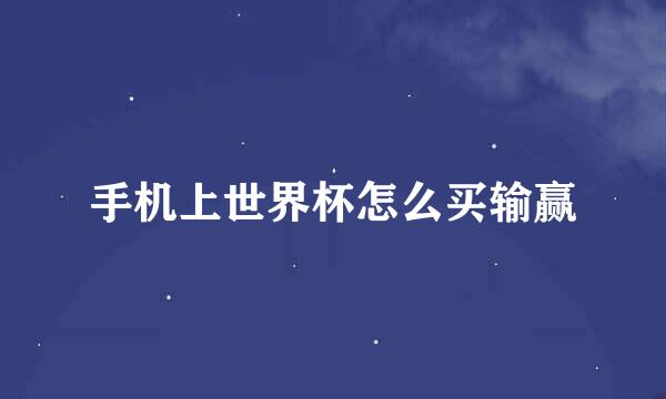 手机上世界杯怎么买输赢
