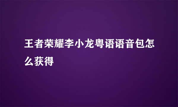 王者荣耀李小龙粤语语音包怎么获得
