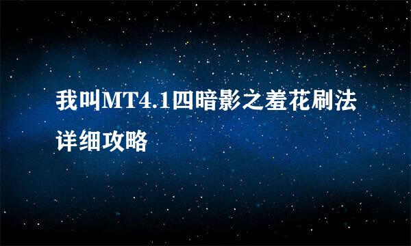 我叫MT4.1四暗影之羞花刷法详细攻略