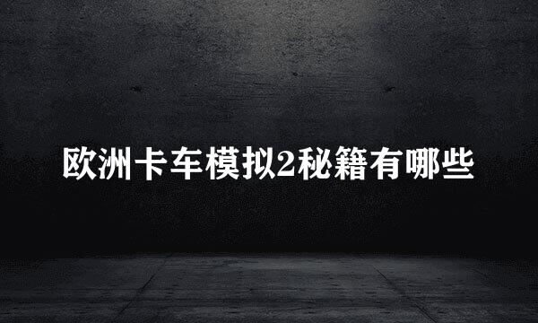 欧洲卡车模拟2秘籍有哪些