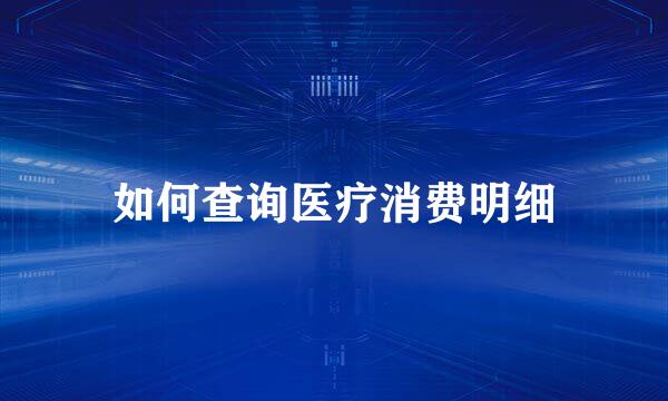 如何查询医疗消费明细