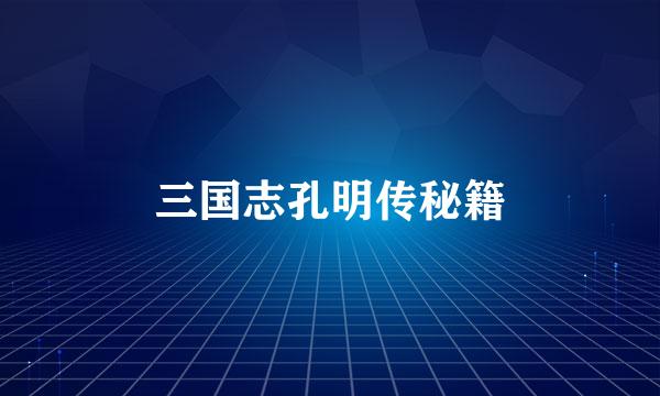三国志孔明传秘籍