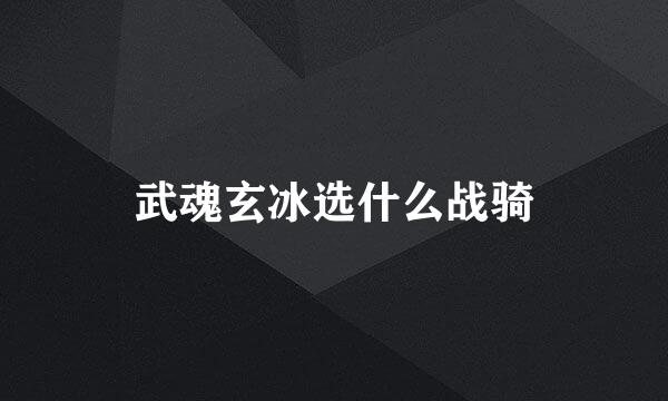 武魂玄冰选什么战骑