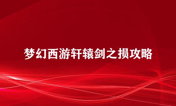梦幻西游轩辕剑之损攻略