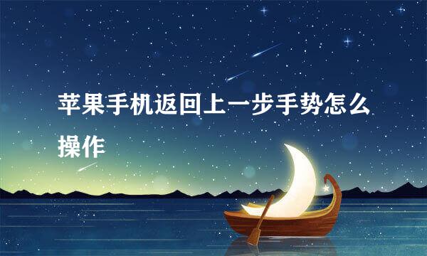 苹果手机返回上一步手势怎么操作