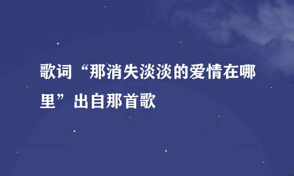 歌词“那消失淡淡的爱情在哪里”出自那首歌