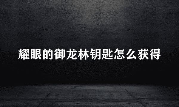 耀眼的御龙林钥匙怎么获得