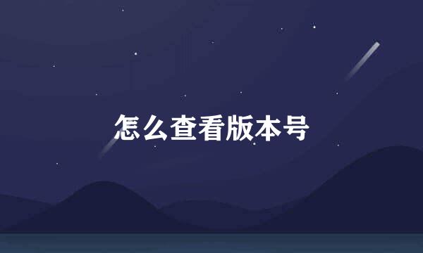 怎么查看版本号