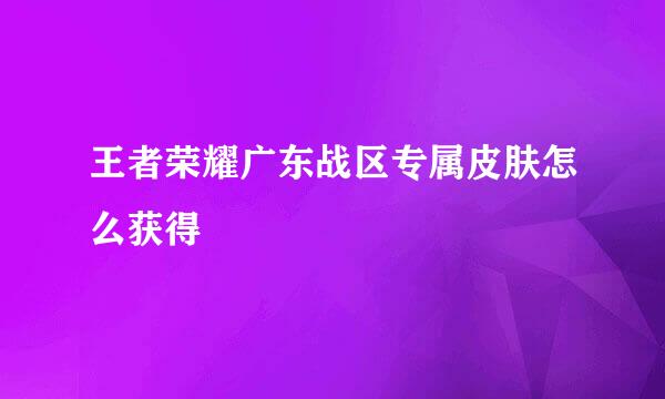 王者荣耀广东战区专属皮肤怎么获得