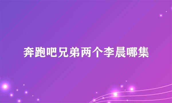 奔跑吧兄弟两个李晨哪集
