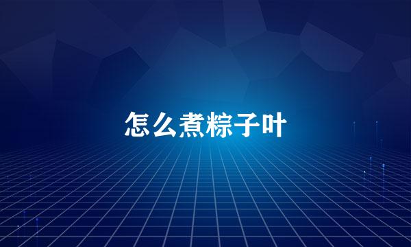 怎么煮粽子叶