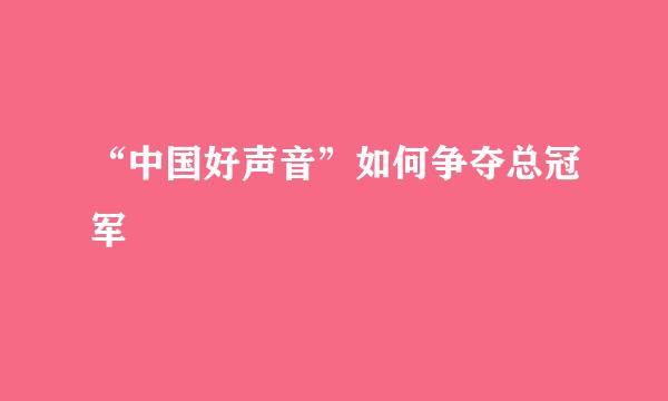“中国好声音”如何争夺总冠军