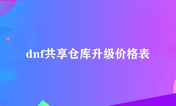 dnf共享仓库升级价格表