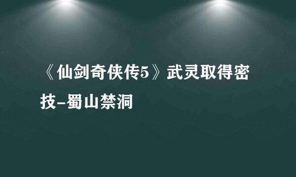 《仙剑奇侠传5》武灵取得密技-蜀山禁洞