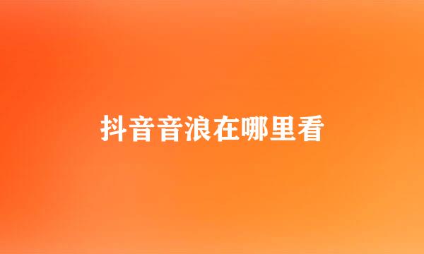 抖音音浪在哪里看