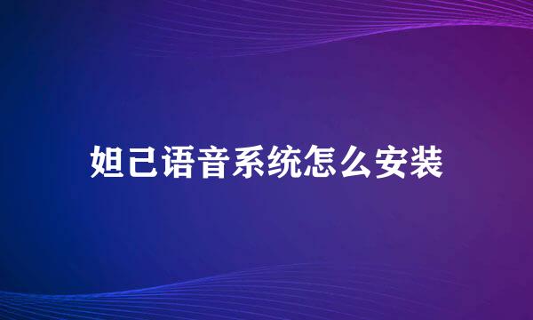妲己语音系统怎么安装
