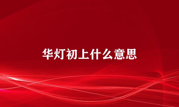 华灯初上什么意思