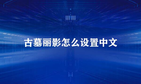 古墓丽影怎么设置中文