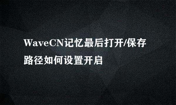 WaveCN记忆最后打开/保存路径如何设置开启
