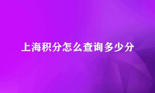 上海积分怎么查询多少分