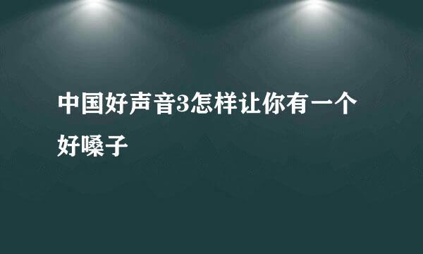 中国好声音3怎样让你有一个好嗓子