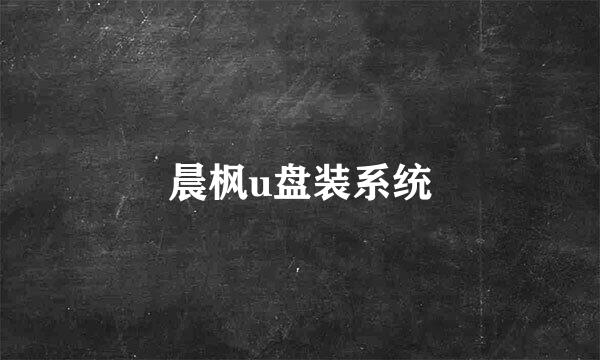 晨枫u盘装系统