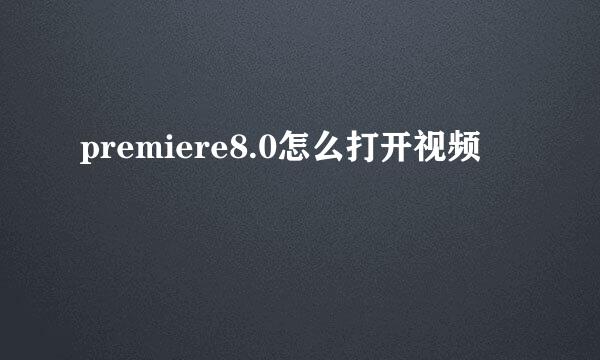 premiere8.0怎么打开视频