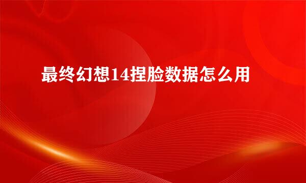 最终幻想14捏脸数据怎么用