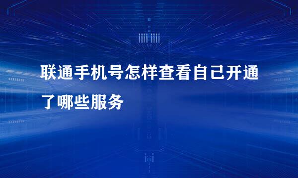 联通手机号怎样查看自己开通了哪些服务