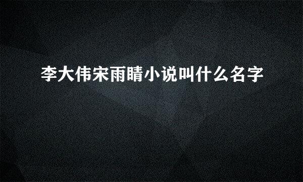 李大伟宋雨睛小说叫什么名字