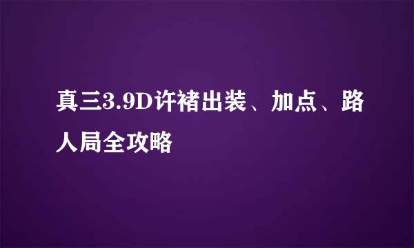 真三3.9D许褚出装、加点、路人局全攻略